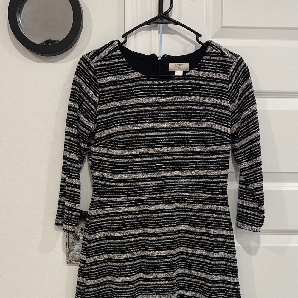 LOFT Black and White Striped Dress